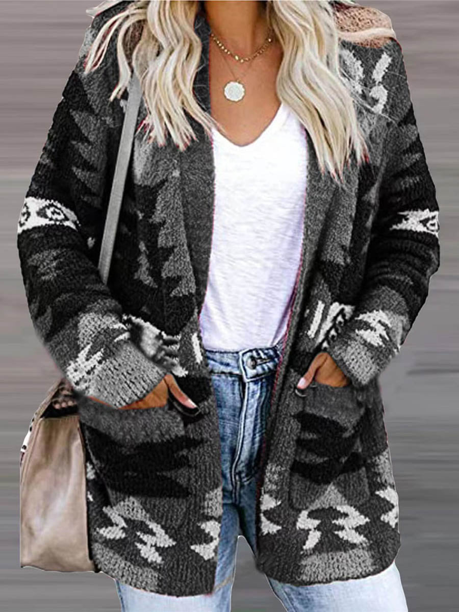 Stunncal Casual Work Print Printing V Neck Cardigans(6 Colors)